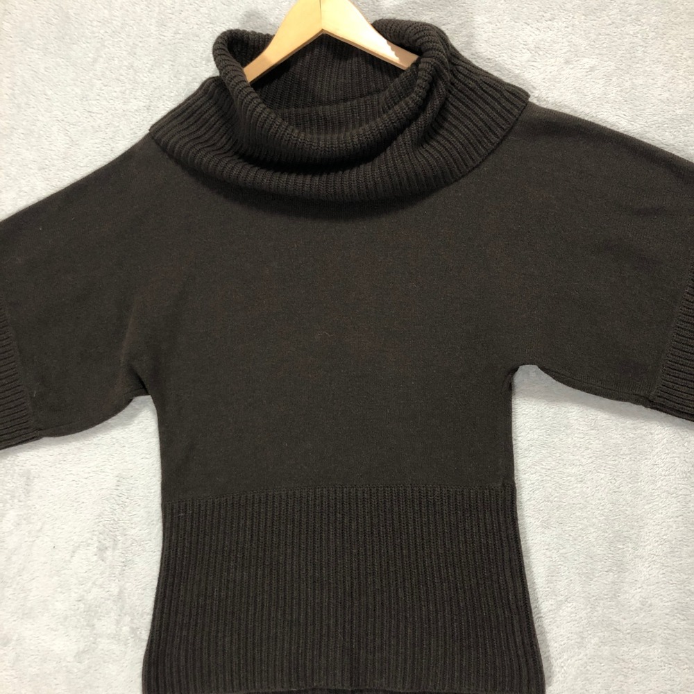 Ann Taylor LOFT Cowl Neck Sweater Short Sleeve Knit Top Brown XS